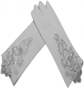 GIRLS SATIN GLOVES (0063002) WHITE